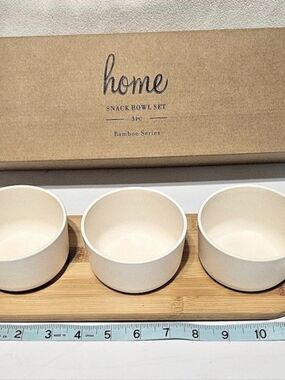 Bamboo Series Snack Bowl Set Cream 3-Piece Snack Bowl Set NWT